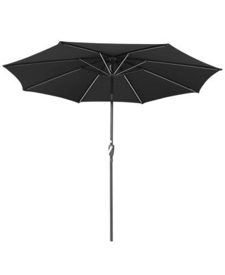 10ft Solar Power LED Patio Umbrella Market Parasol Pool Sunshade Tilt with Crank