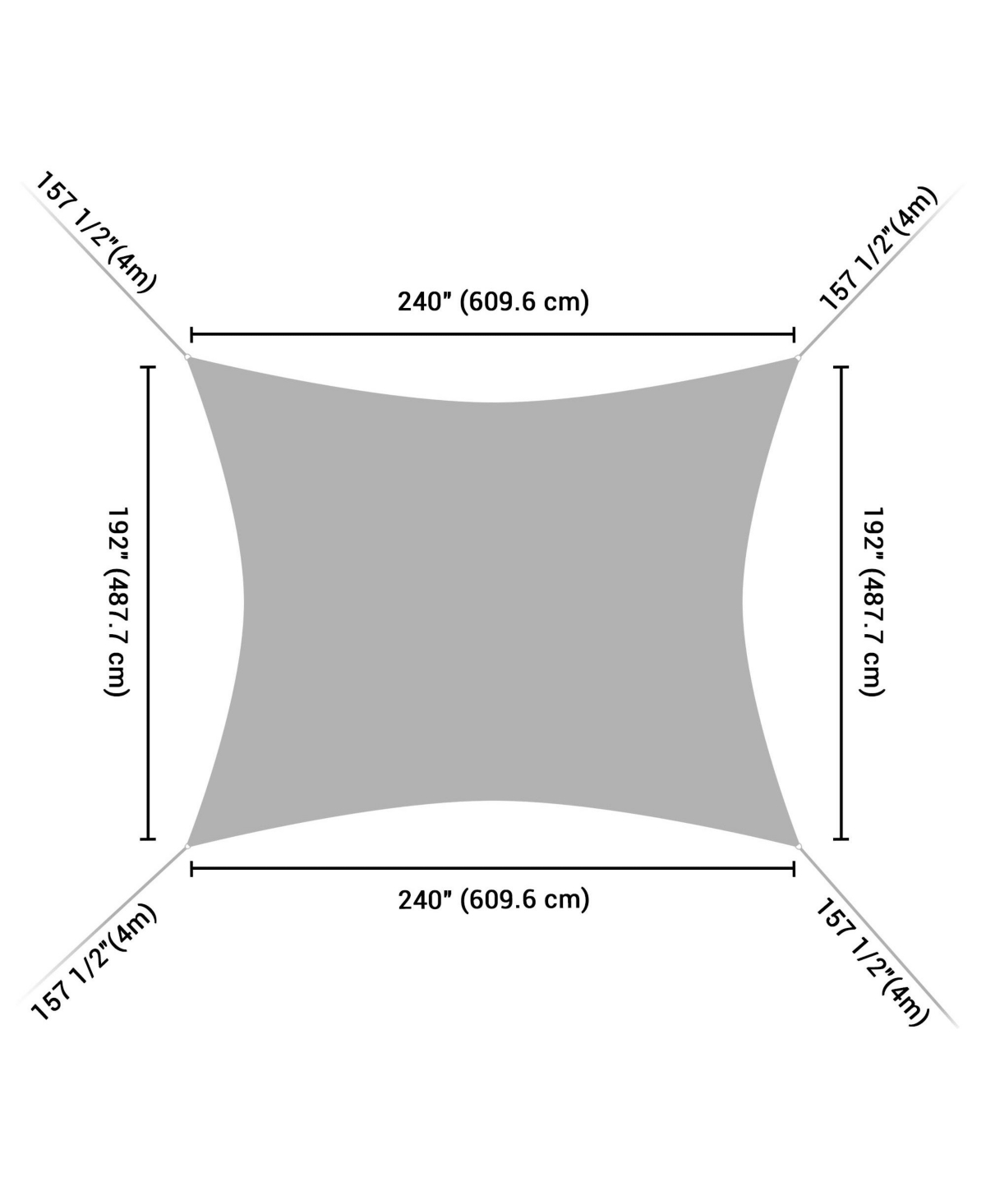 Yescom 20x16 Ft 97% Uv Block Rectangle Sun Shade Sail Canopy Outdoor Patio Garden