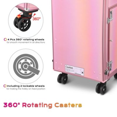 Nail Desk Mobile Station Rolling Makeup Manicure Table Unicorn Pink