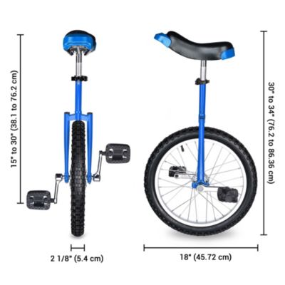 18 In Wheel Outdoor Unicycle Skid-proof Tire Fitness Bicycle Balance Training for Adults Teenagers Kids, Blue