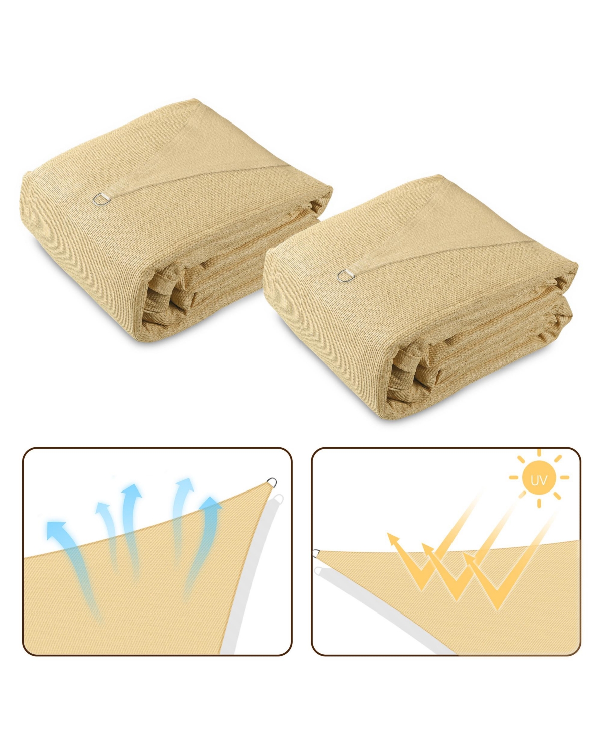 Yescom 2 Pack 16x12 Ft 97% Uv Block Rectangle Hdpe Sun Shade Sail Canopy Outdoor Pool