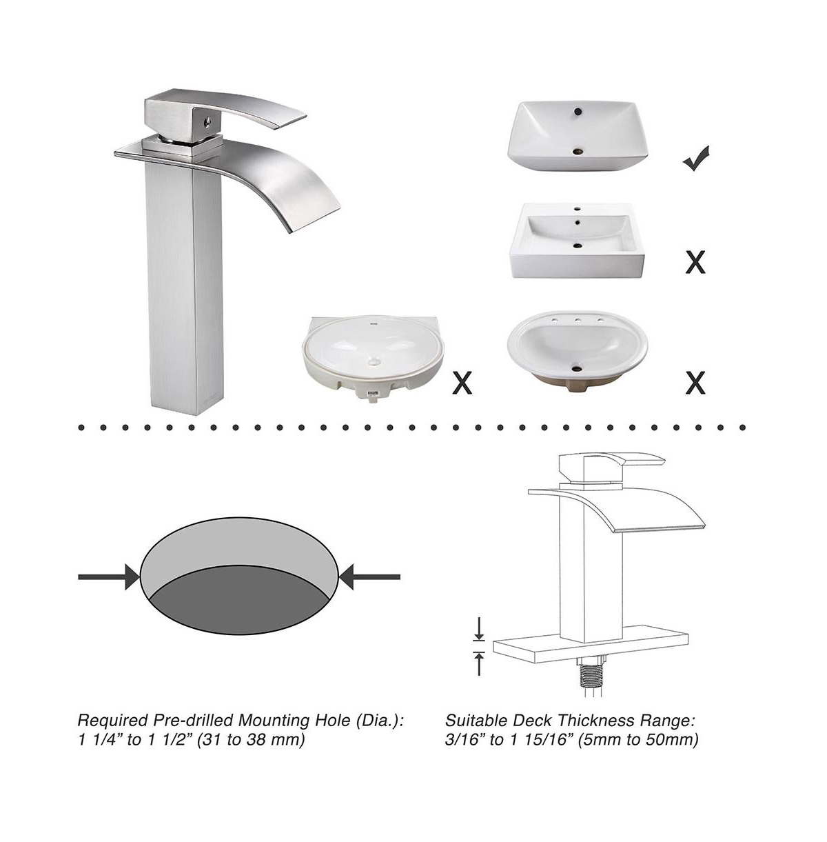 Yescom Aquaterior Modern 1 Hole Bathroom Faucet Vanity Sink Basin Single Handle Diy Kitchen Bn