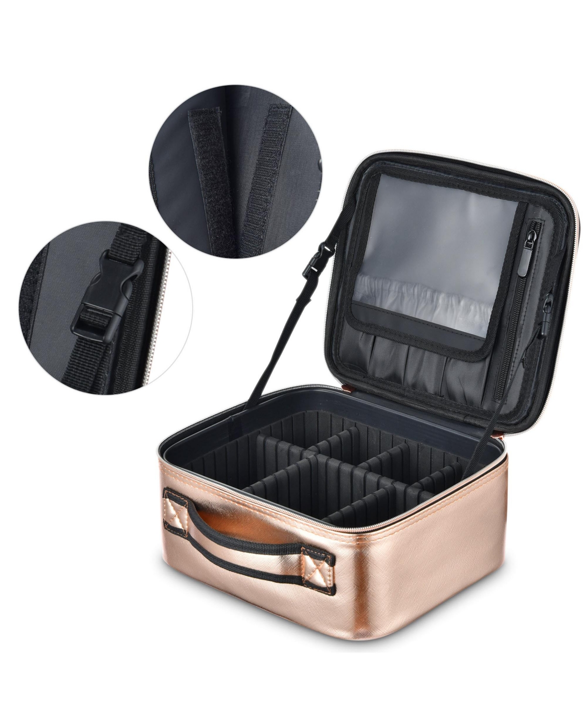 Byootique Small Makeup Case Cosmetic Bag Storage Box Mirror Toiletry Organizer