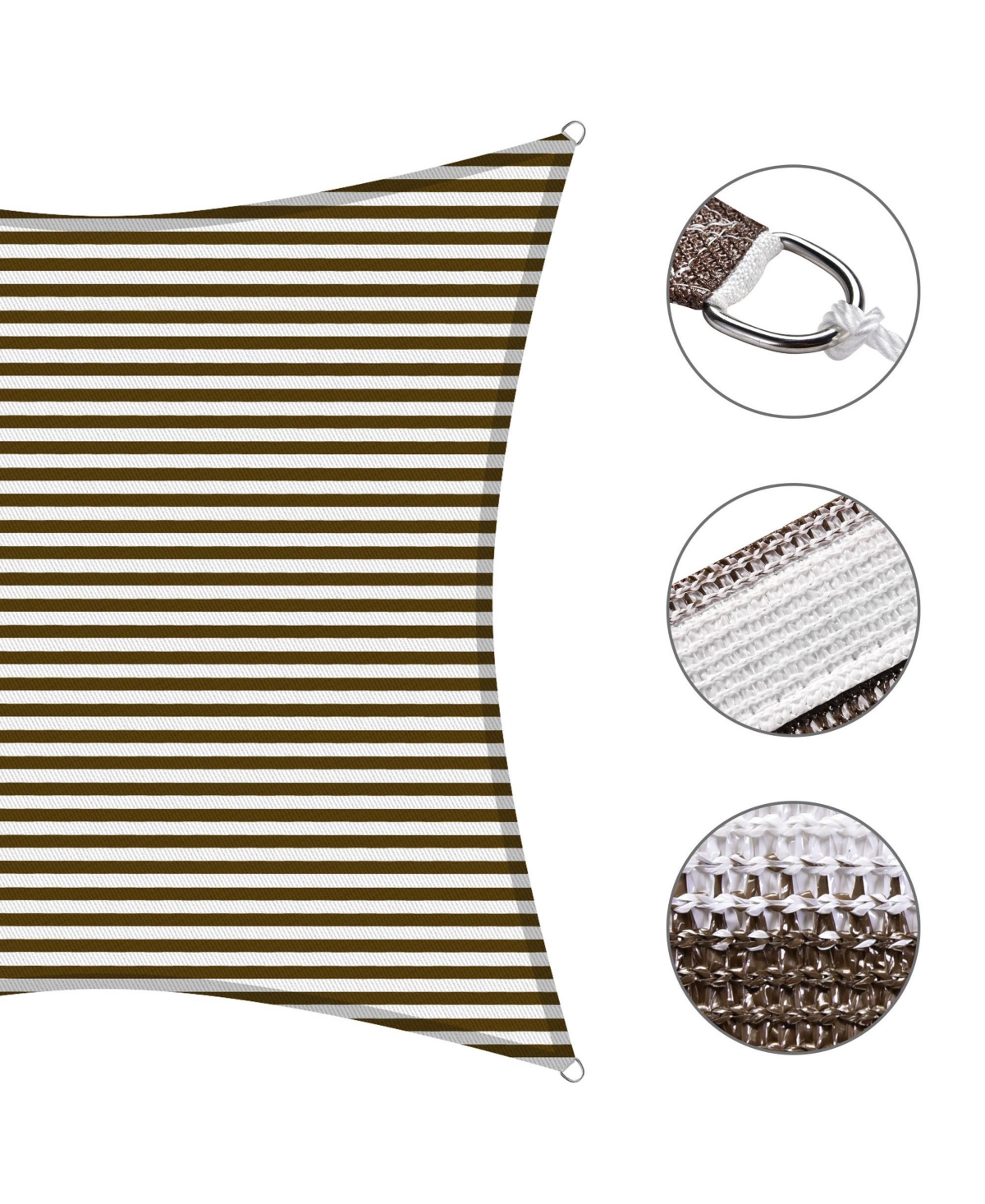 Yescom Ft 97% Uv Block Square Sun Shade Sail Hdpe Canopy Patio Park Garden - Coffee+white