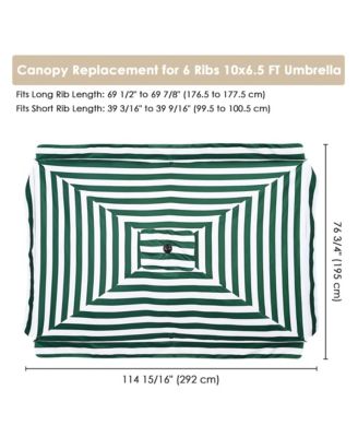 10x6.5 Ft Patio Umbrella Replacement Canopy Market Table Top Sunshade Cover Yard