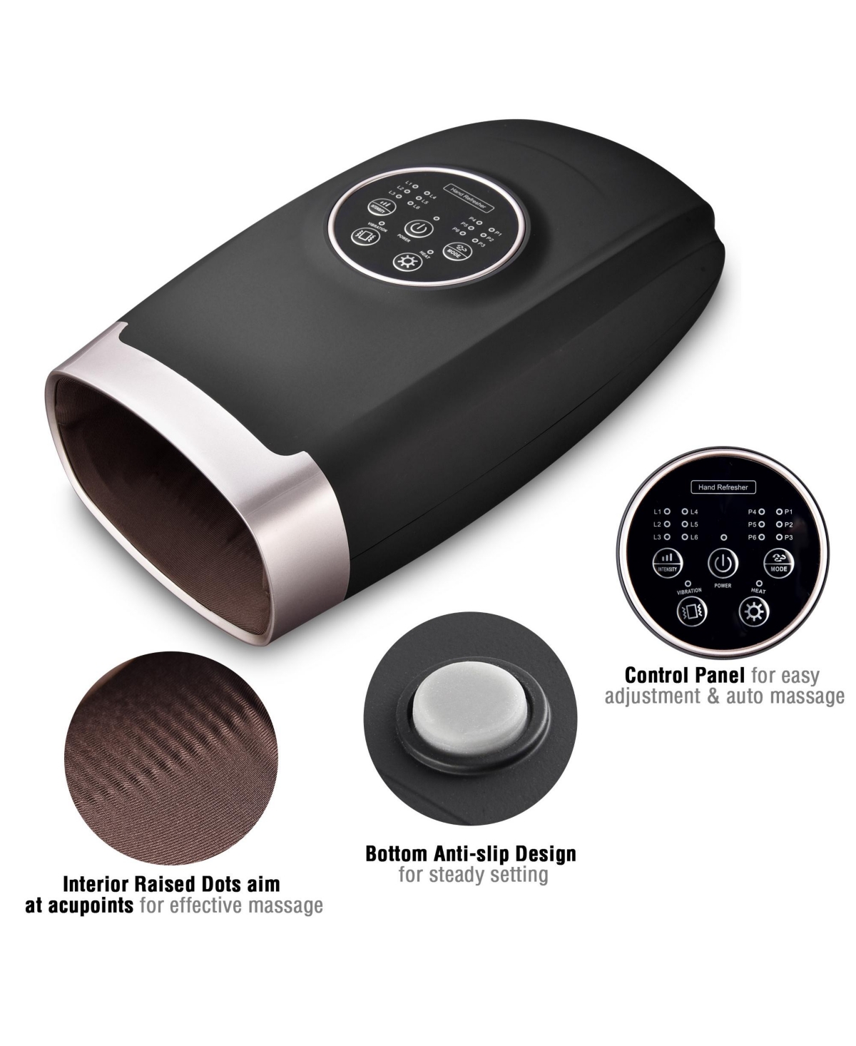 Yescom Hand Massager Air Compression Vibration Heat 6 Modes & Intensities Palm Wrist