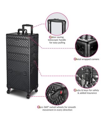 4in1 Rolling Makeup Case Cosmetic Train Case Organizer Storage Artist