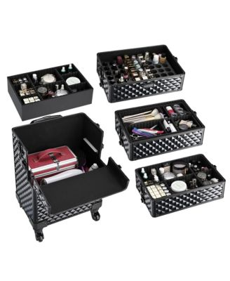4in1 Rolling Makeup Case Cosmetic Train Case Organizer Storage Artist