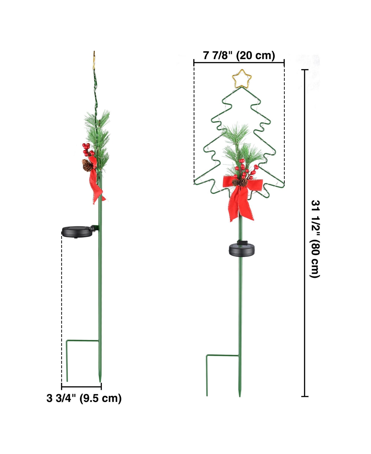 Solar Red Berries Tree Stake Lights Xmas Solar Pathway Light Garden Yard 8Pcs