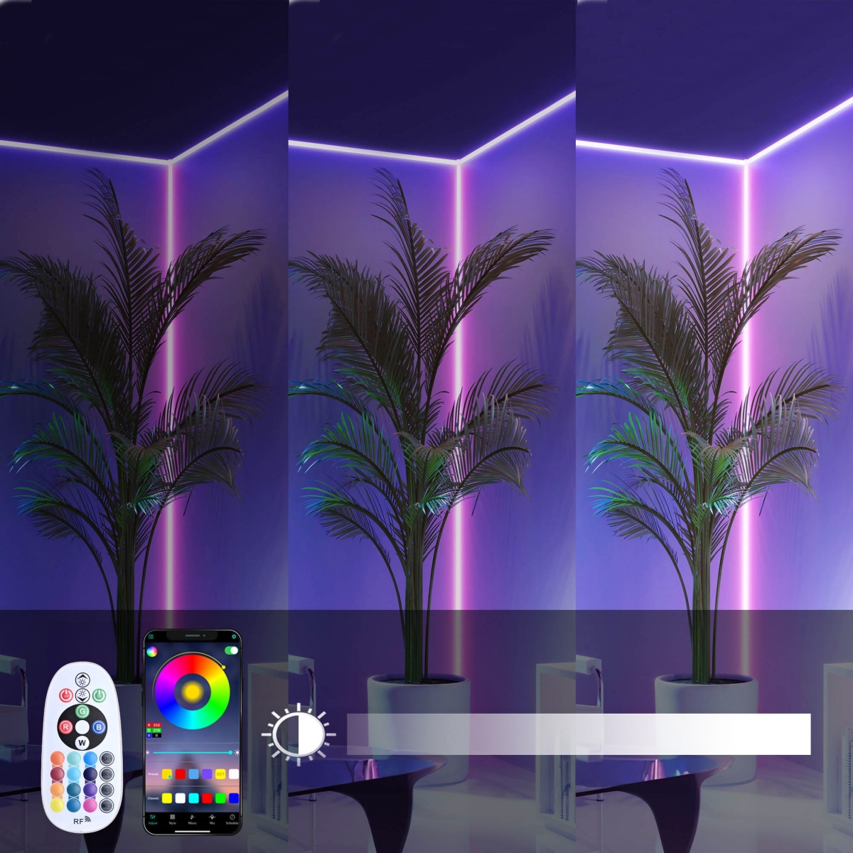 DELight 50 Ft Rgb Neon Led Light Strip Rope Tube Flexible Sign Party Home Decor App Control