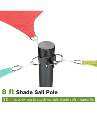 Rectangle Sun Shade Sail Canopy Awning 8Ft Detachable Pole Kit Outdoor