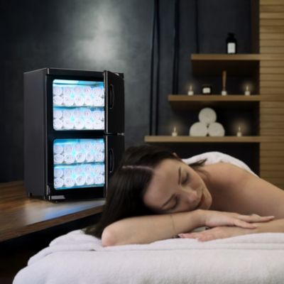 46L 2in1 Dual Cabinet Towel Warmer UV Sterilizer with 4 Racks for Salon Hotel