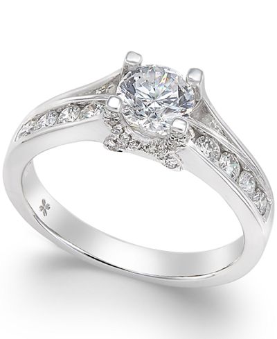 X3 Certified Diamond Engagement Ring in 18k White Gold (1 ct. t.w.)