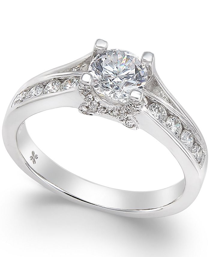 X3 Certified Diamond Engagement Ring in 18k White Gold 1 ct. t.w