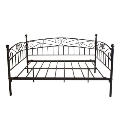 Metal Daybed Frame Multifunctional Mattress Foundation/Bed Sofa With Headboard, Twin, Black
