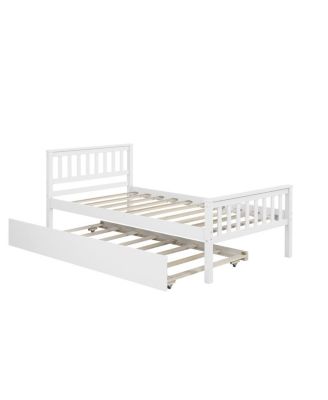 Twin Bed With Trundle, Platform Bed Frame With Headboard And Footboard, For Bedroom Small