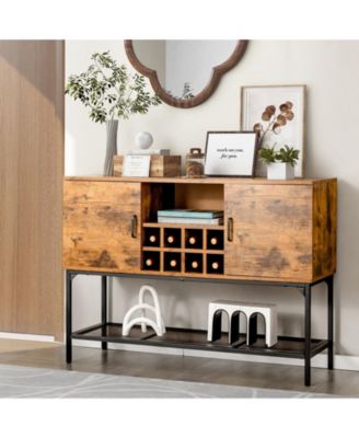 Industrial Kitchen Buffet Sideboard with Wine Rack and 2 Doors