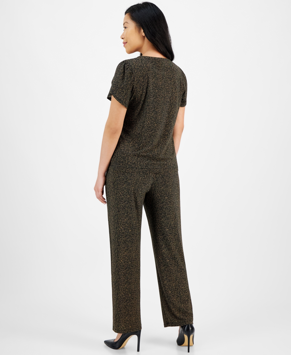 Ak Anne Klein Petite Pull-On Wide-Leg Knit Pants