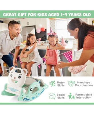 4-in-1 Kids Slide Rocking Horse with Basketball and Ring Toss