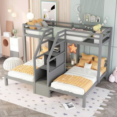 Streamdale Twin Bunk Bed with Staircase & Drawer