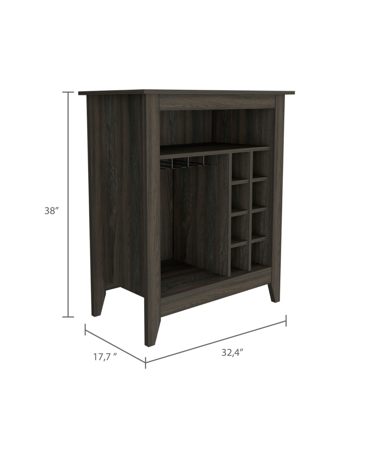 Fm Furniture Future Bar Cabinet, Six Built-in Wine Rack, One Open Drawer, One Open Shelf