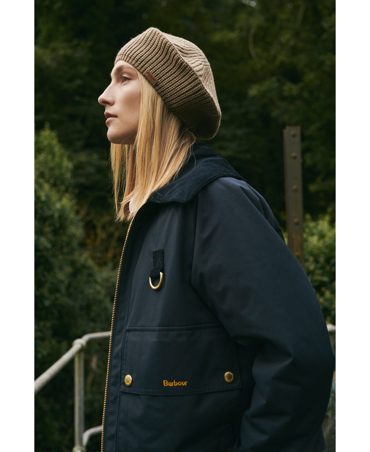 Barbour Women's Nora Oversized-Collar Utility Jacket -Military Brown