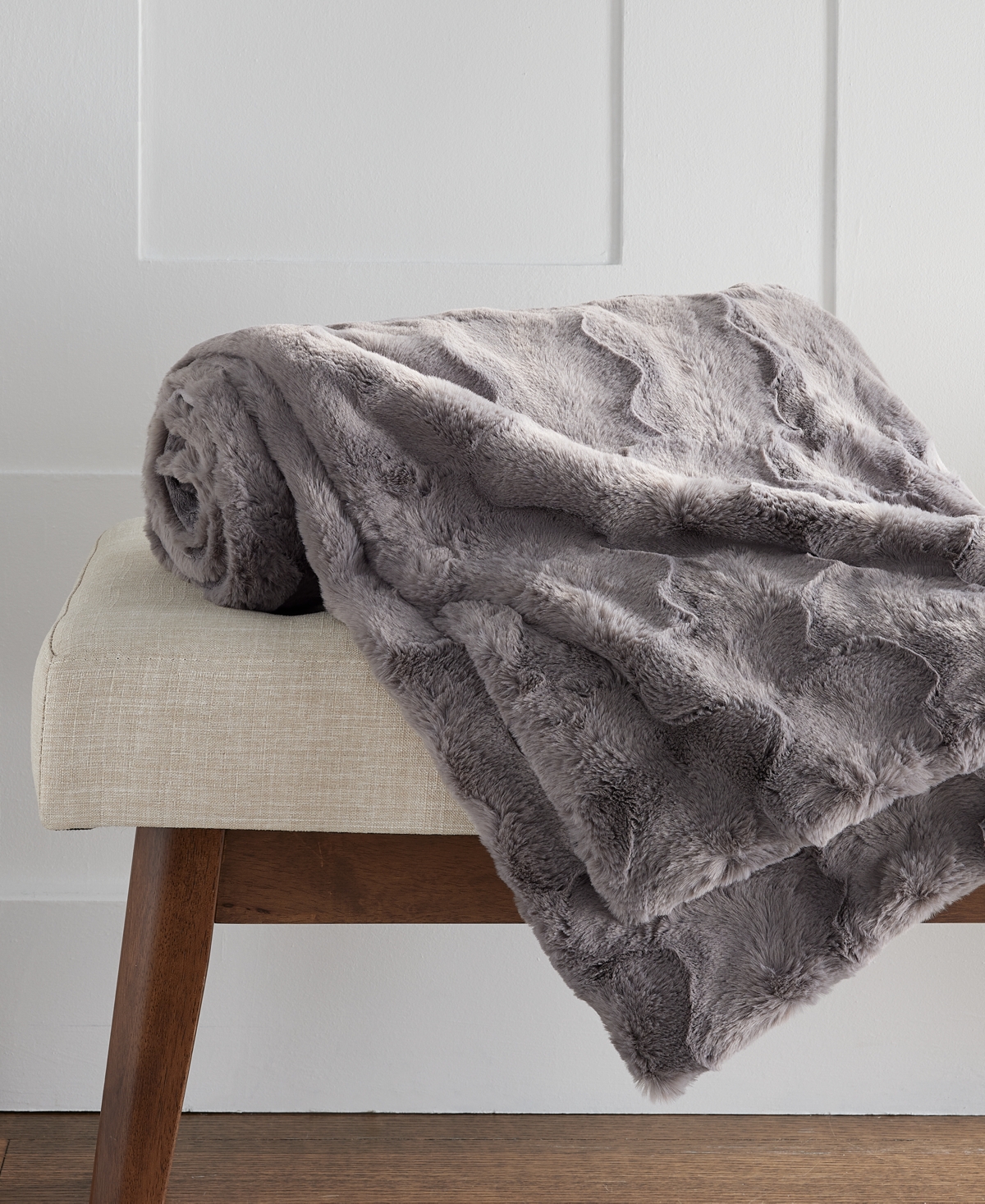 HOTEL COLLECTION SCULPTED FAUX FUR THROW, 50" X 60", EXCLUSIVELY AT MACY'S 