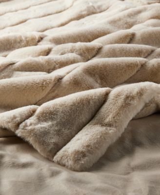 Channeled Faux Fur Throw, 50" x 60", Exclusively at Macy’s