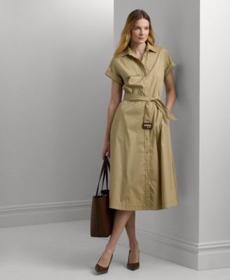 Lauren Ralph Lauren - Women's Belted Stretch-Cotton Blend Shirtdress
