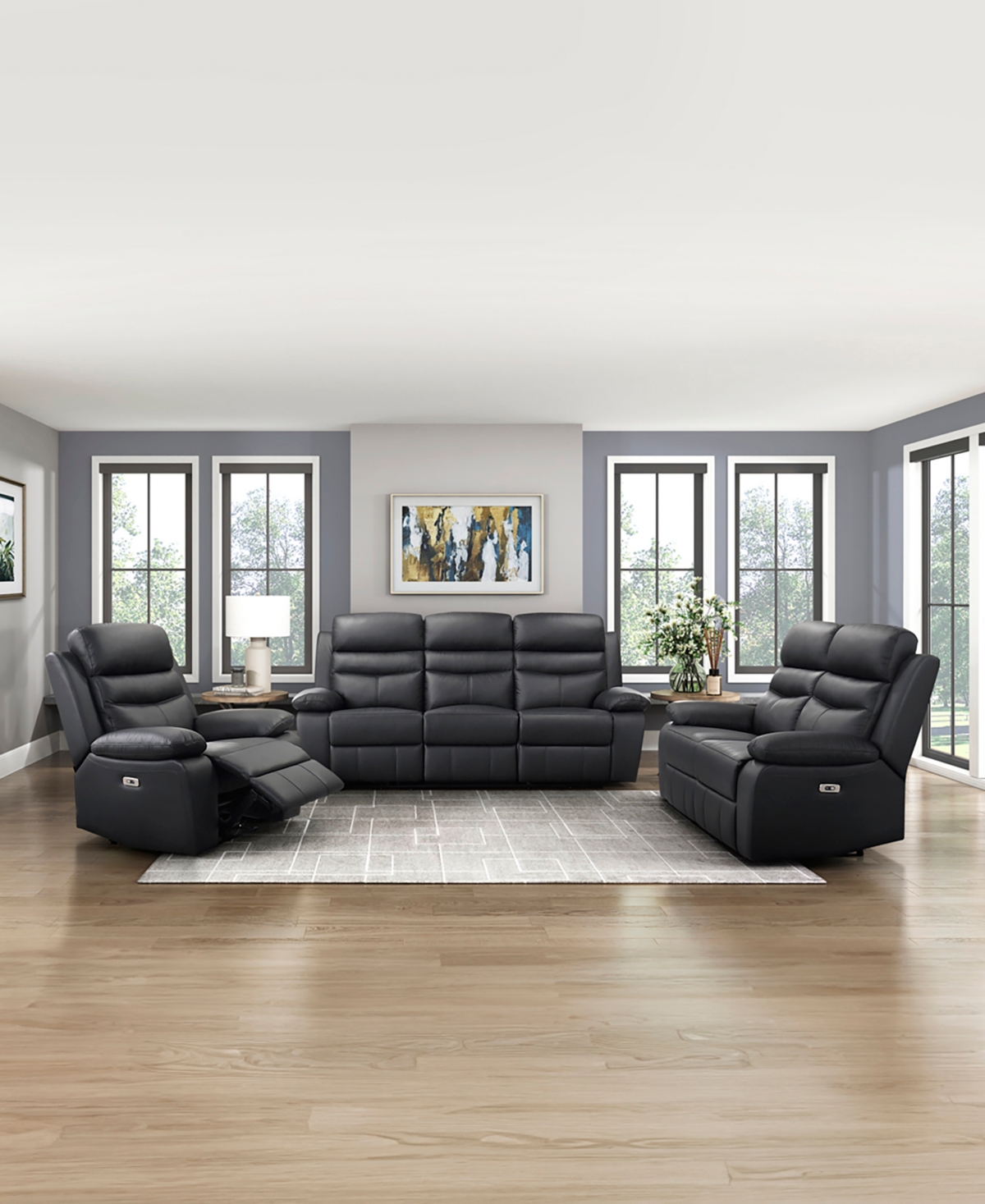 HOMELEGANCE WHITE LABEL RITTMAN 87" POWER DOUBLE RECLINING SOFA 