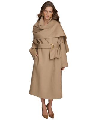 Donna Karan New York Women's Belted Scarf-Wrap Coat - Macy's