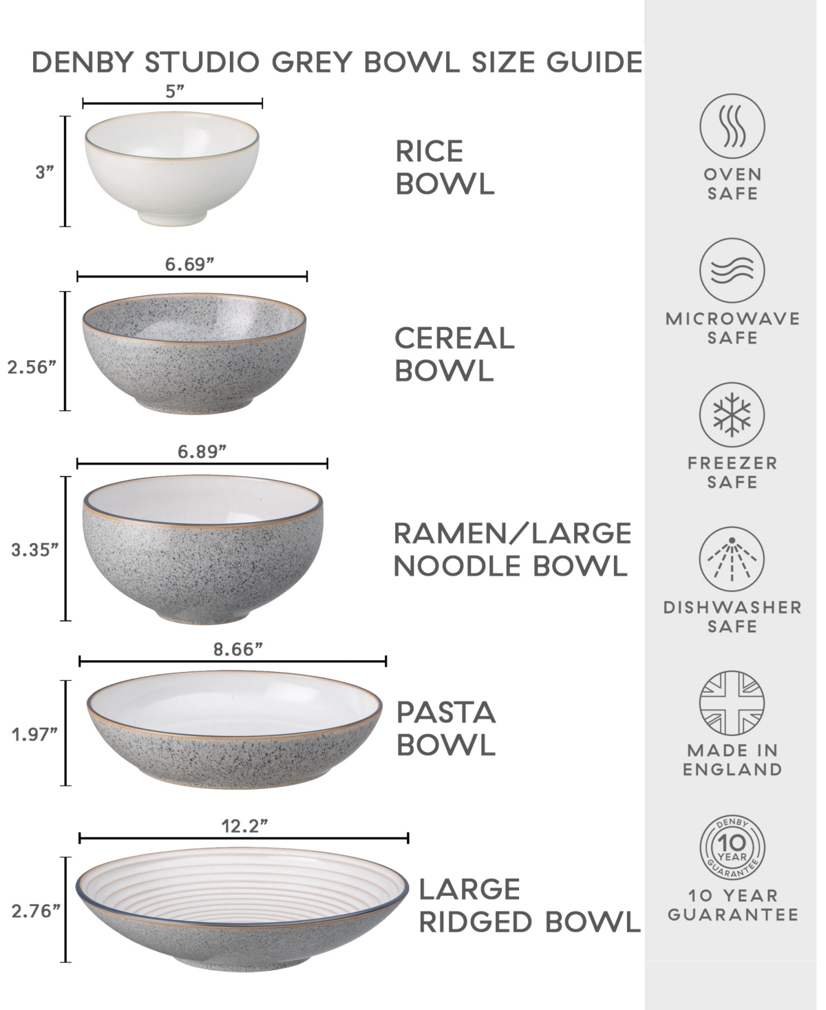 Denby4 Piece Rice Bowl Set - Studio Grey