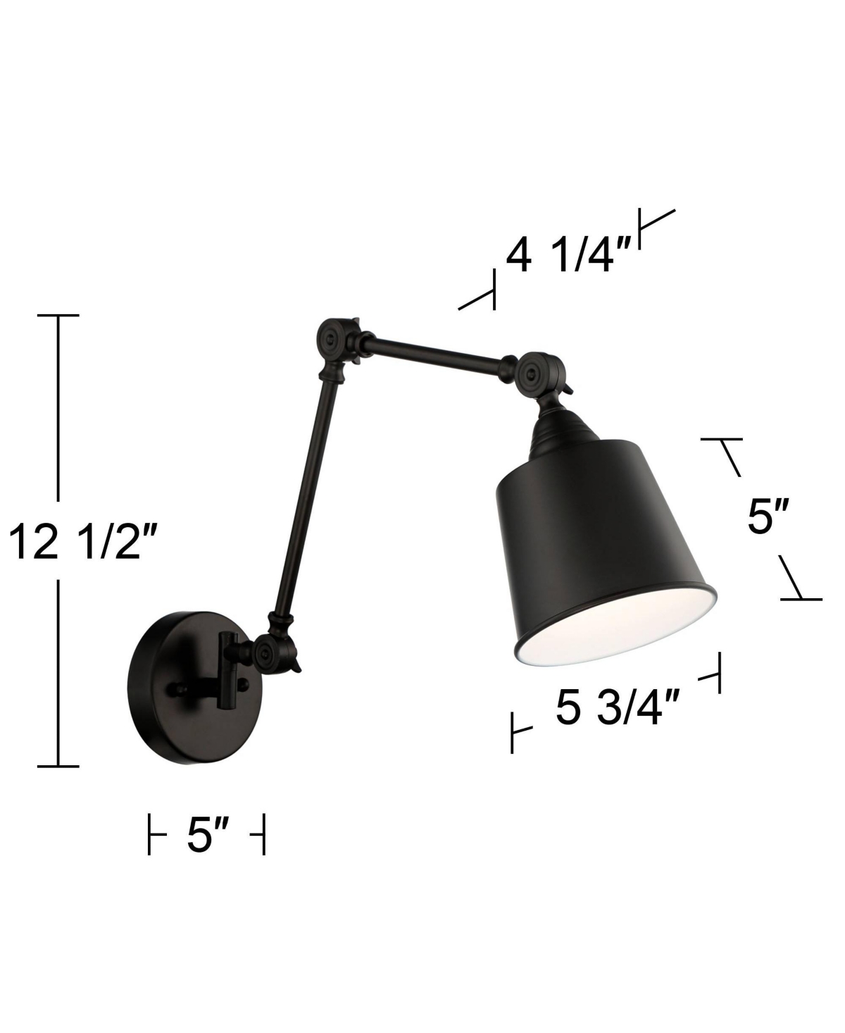 Mendes Modern Industrial Swing Arm Adjustable Wall Mounted LampMetal Hardwired Down Light Fixture for Bedroom Bedside House Reading Living Room