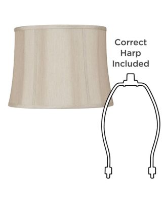 Taupe Medium Softback Round Lamp Shade 14" Top x 16" Bottom x 12" High (Spider) Replacement with Harp and Finial