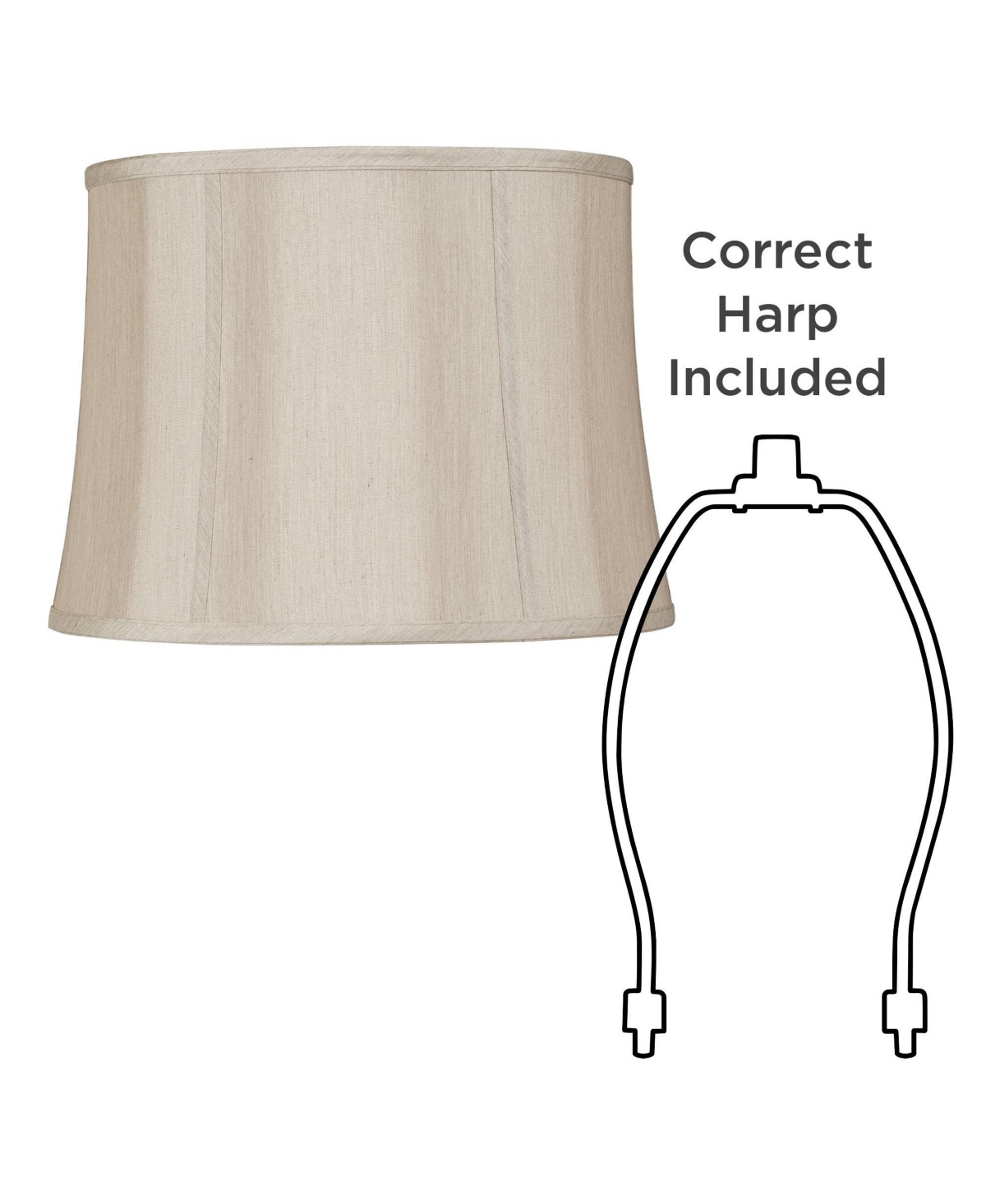 Springcrest Taupe Medium Softback Round Lamp Shade 14" Top x 16" Bottom x 12" High (Spider) Replacement with Harp and Finial