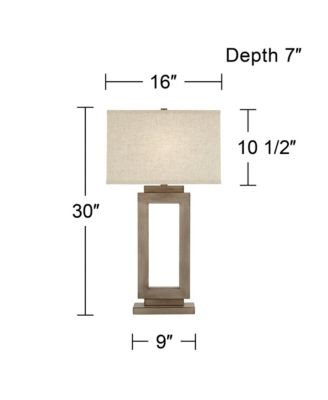Rustic Farmhouse Table Lamp 30" Tall Sand Metal Open Window Oatmeal Fabric Rectangular Shade for Bedroom Living Room Bedside House Home