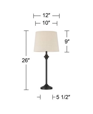 Lynn Modern Industrial Buffet Table Lamps 26" High Set of 2 Dark Bronze Metal Oatmeal Drum Shade for Bedroom Living Room Bedside Office