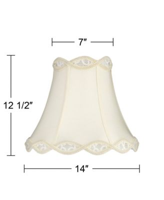 Cream Scalloped Gallery Medium Bell Lamp Shade 7" Top x 14" Bottom x 12.5" High (Spider) Replacement with Harp and Finial
