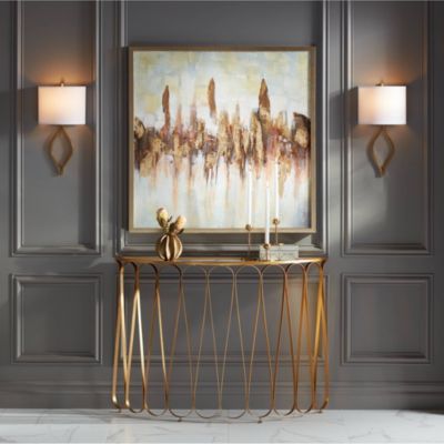 Modern Wall Light Sconce Warm Brass Hardwired 19 1/2" High Fixture Half Moon Linen Shade for Bedroom Living Room