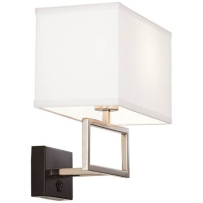 Trixie Modern Wall Lamp Brushed Nickel Plug-in 12" Light Fixture Rectangular Shade for Bedroom Reading Living Room Hallway House