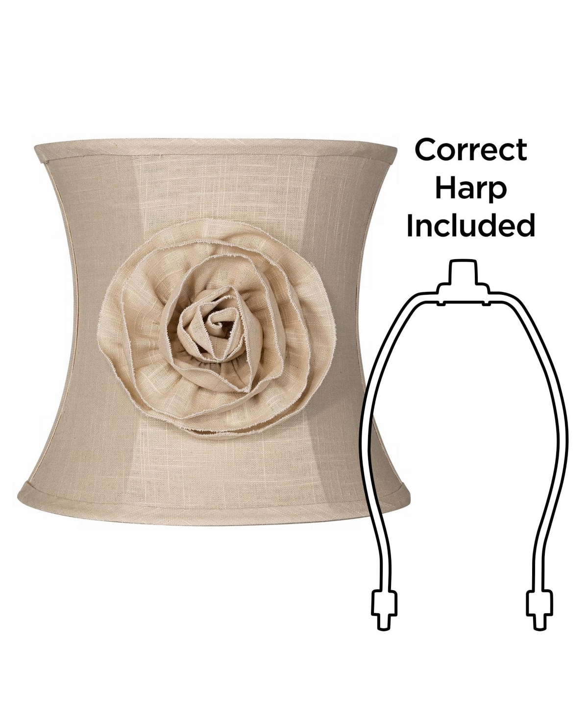 Almond Linen with Flower Small Drum Lamp Shade Top x Bottom x High (Spider) Replacement with Harp and Finial - Spring crest