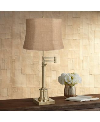 Natural Burlap Medium Drum Lamp Shade 12" Top x 14" Bottom x 10" High (Spider) Replacement with Harp and Finial