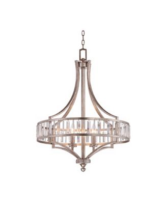 Soft Silver Chandelier 24" Wide Crystal Glass 4-Light Fixture for Dining Room House Kitchen Bedroom