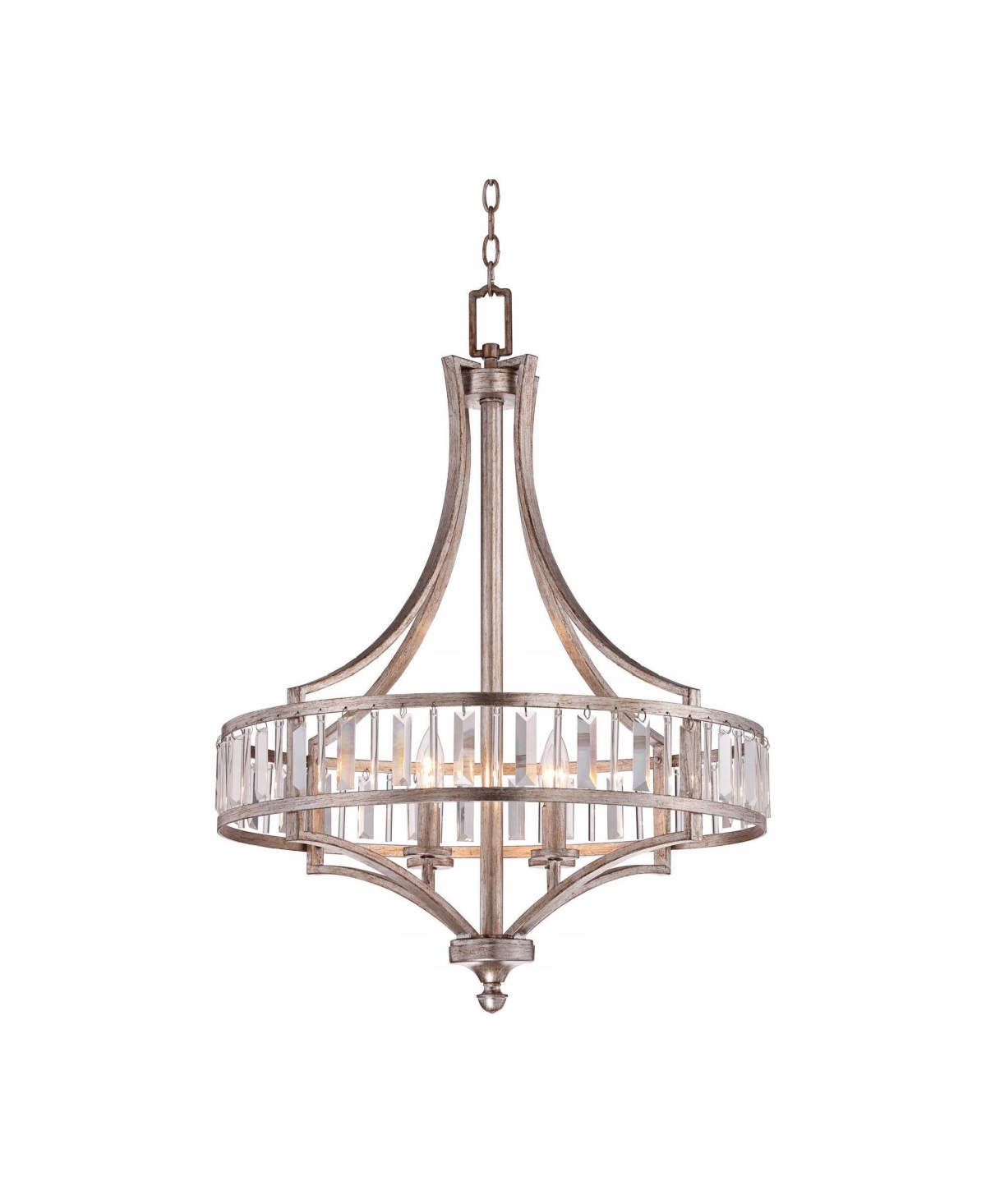 Vienna Full Spectrum Antique SoftPendant Chandelier Wide Clear Crystal Glass Rod 4-Light Fixture for Dining Room House Foyer Entryway Kitc