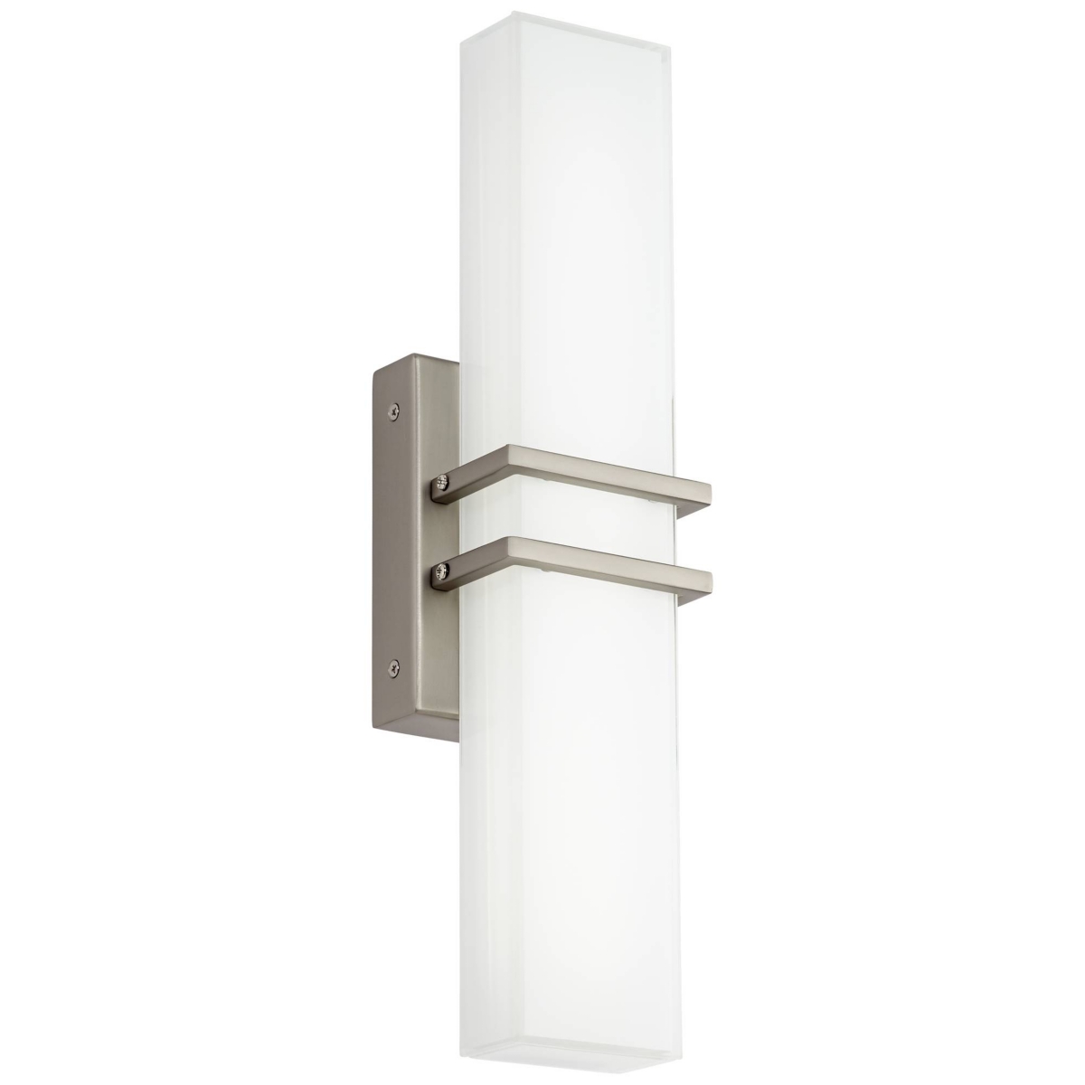 Exeter Modern Art Deco Wall Mount Light Led Brushed NickelMetal Wide Vanity Fixture Rectangular Silk Screened Glass Shade Decor for Bathro