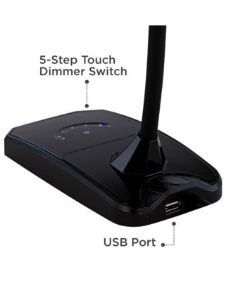 Ricky Modern Desk Lamp 13 3/4" High Black with USB Charging Port LED Gooseneck Touch On Off Dimmer for Bedroom Bedside Office House Desk