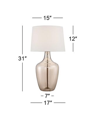 Ania 31" Tall Jar Large Modern End Table Lamp Champagne Glass Single Off-White Shade Living Room Bedroom
