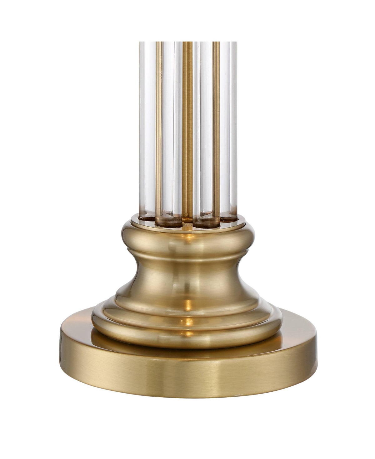 Rolland Traditional Table Lamp Tall Antique Brass Crystal Column Off White Tapered Drum Shade Decor for Living Room Bedroom House Bedside Nightsta