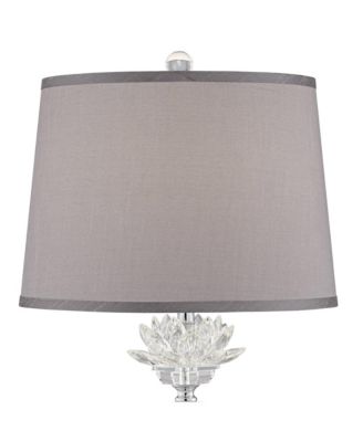 Olivia 28 1/4" Tall Traditional Glam End Table Lamp Clear Crystal Single Gray Shade Living Room Bedroom