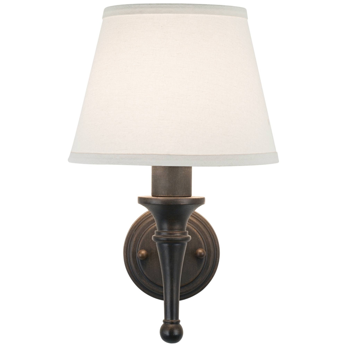 Braidy Farmhouse Rustic Wall Lamp with Cord Cover Bronze Metal Plug-in Fixture Ivory Cotton Empire Shade for Bedroom Bedside Bathroom Vanity Living